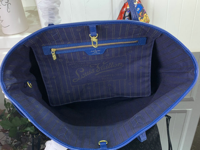 Louis Vuitton Denim Neverfull MM Blue M40995