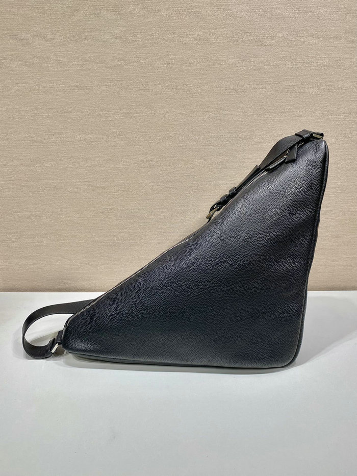 Prada Large leather Triangle bag Black 2VY007