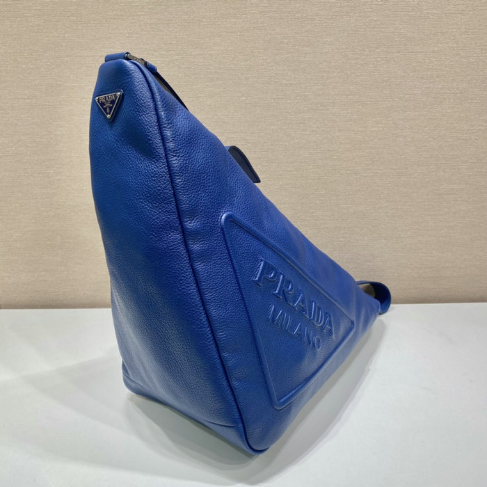 Prada Large leather Triangle bag Blue 2VY007