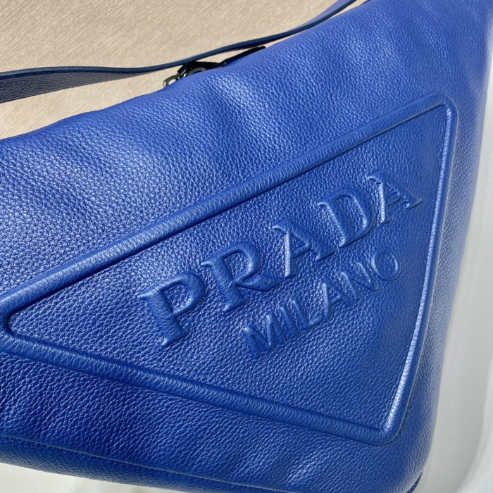 Prada Large leather Triangle bag Blue 2VY007