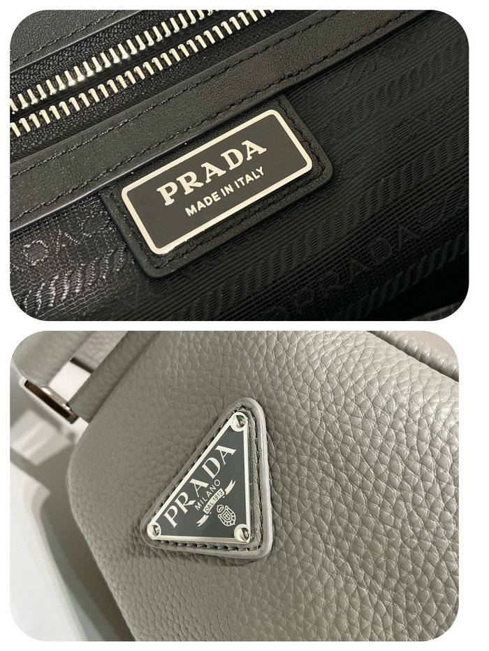 Prada Large leather Triangle bag Grey 2VY007