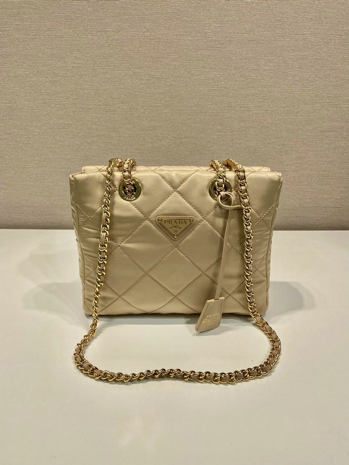 Prada Quilted Nylon Handbag Beige 1BG468