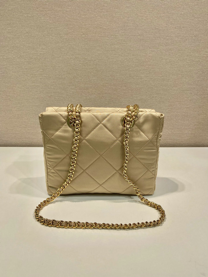 Prada Quilted Nylon Handbag Beige 1BG468