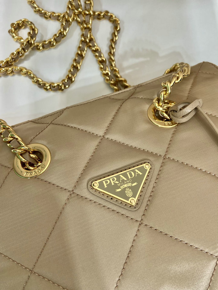 Prada Quilted Nylon Handbag Beige 1BG468