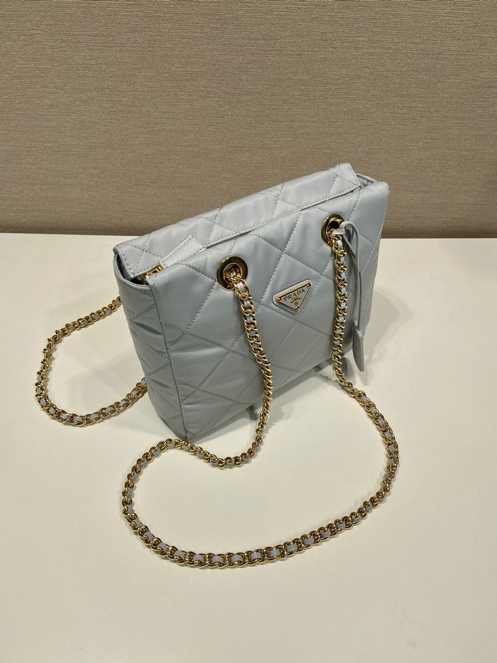 Prada Quilted Nylon Handbag Blue 1BG468