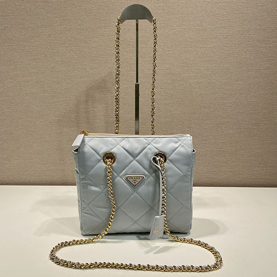 Prada Quilted Nylon Handbag Blue 1BG468