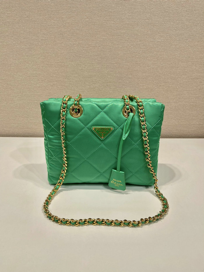 Prada Quilted Nylon Handbag Green 1BG468