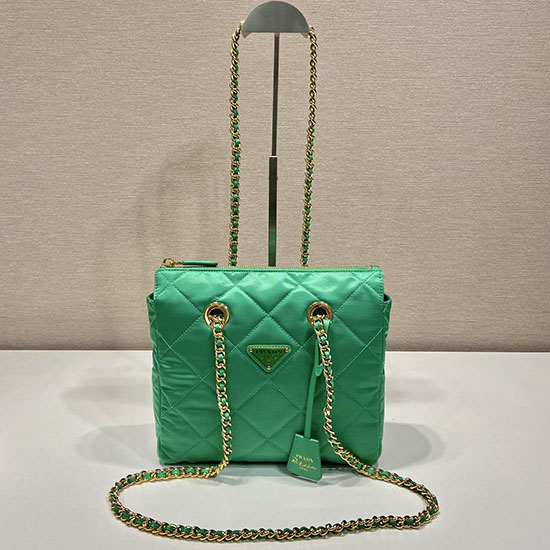 Prada Quilted Nylon Handbag Green 1BG468