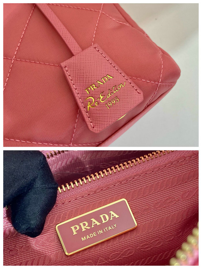 Prada Quilted Nylon Handbag Pink 1BG468