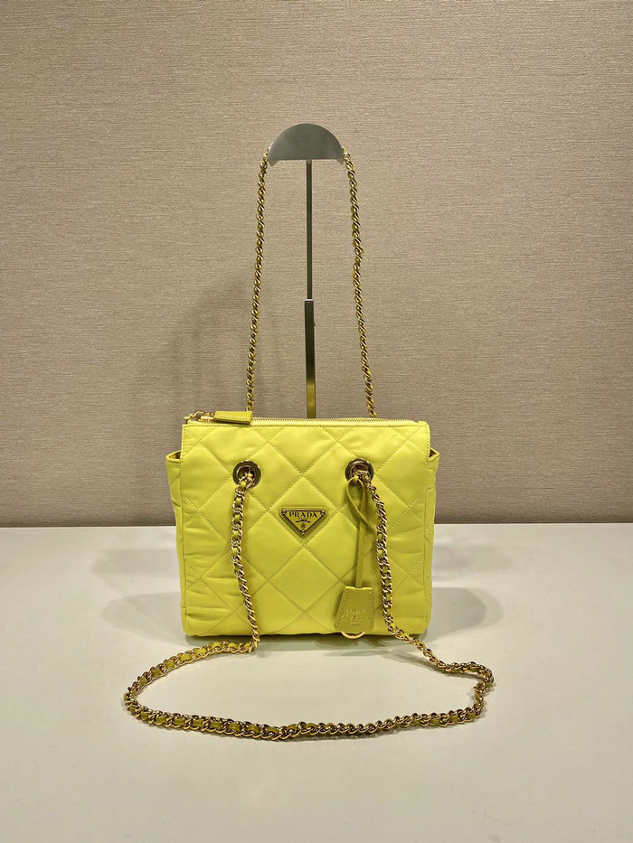 Prada Quilted Nylon Handbag Yellow 1BG468