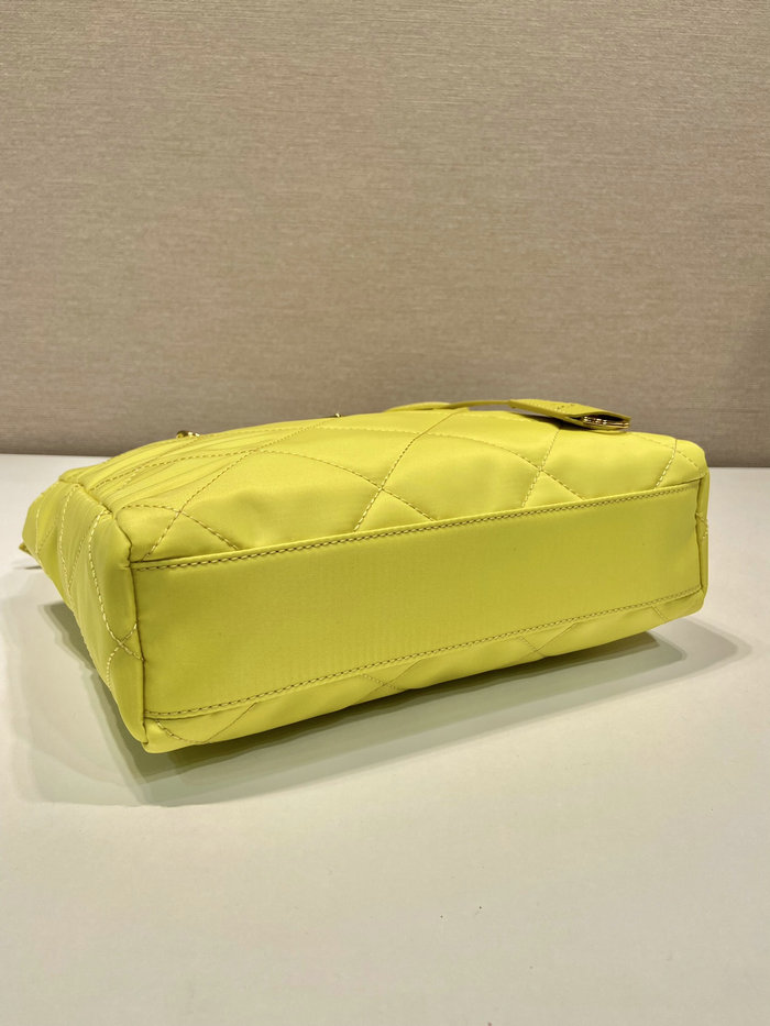 Prada Quilted Nylon Handbag Yellow 1BG468