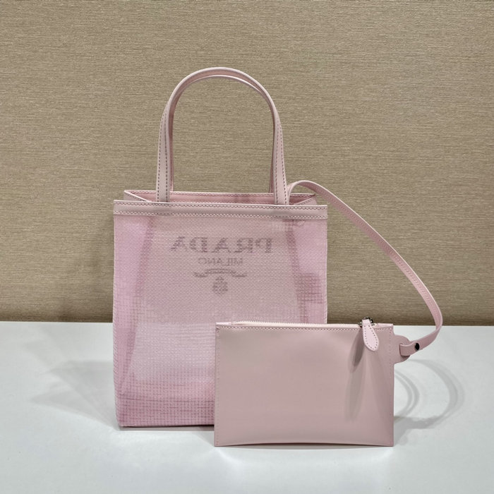 Prada Small sequined mesh tote bag Pink 1BG417