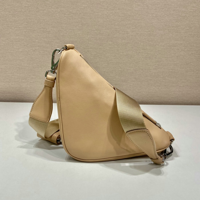 Prada Triangle leather shoulder bag Beige 1BH190