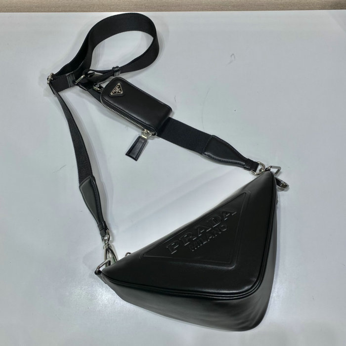 Prada Triangle leather shoulder bag Black 1BH190