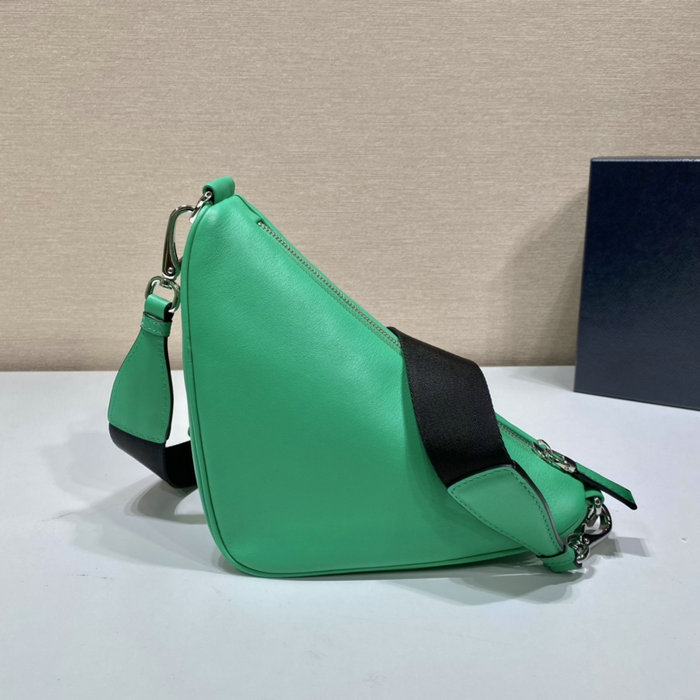 Prada Triangle leather shoulder bag Green 1BH190