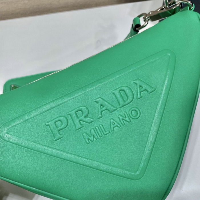 Prada Triangle leather shoulder bag Green 1BH190