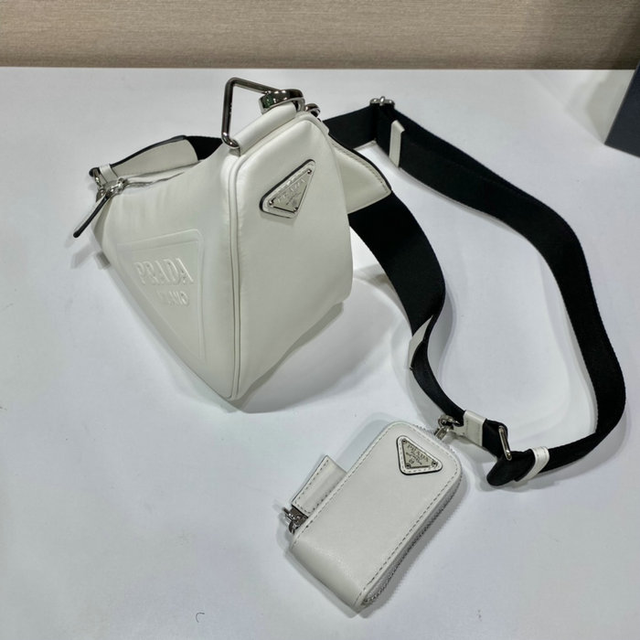 Prada Triangle leather shoulder bag White 1BH190