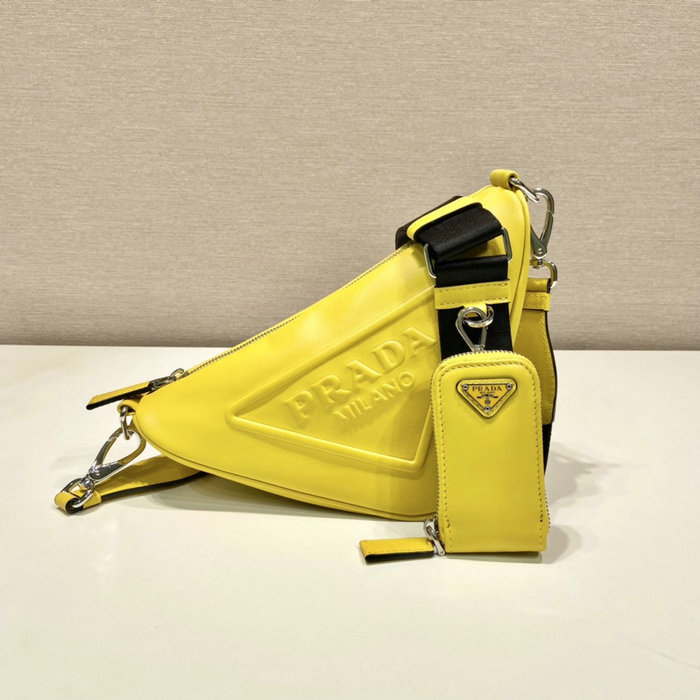 Prada Triangle leather shoulder bag Yellow 1BH190