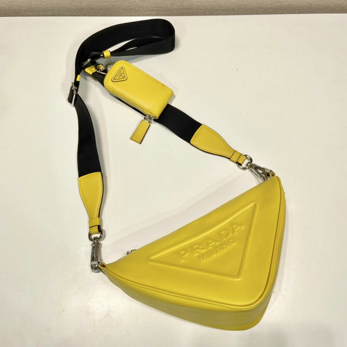 Prada Triangle leather shoulder bag Yellow 1BH190