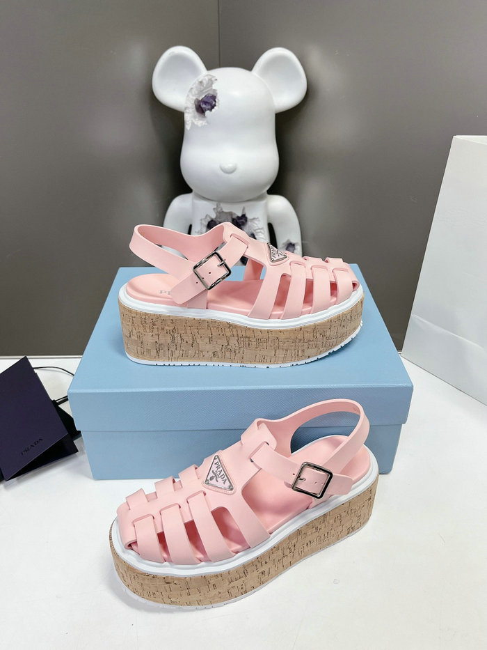 Prada Wedge Platform Sandals Pink SDP051403