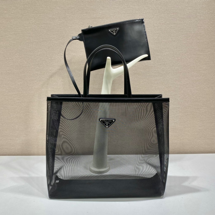 Prada mesh tote bag Black 1BG416