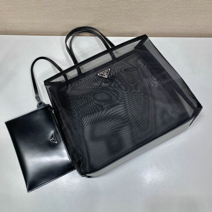 Prada mesh tote bag Black 1BG416