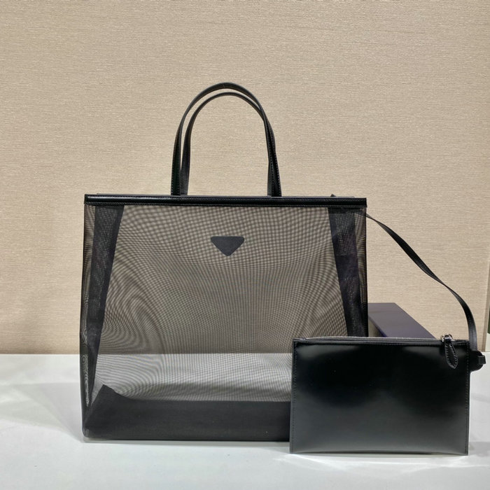 Prada mesh tote bag Black 1BG416