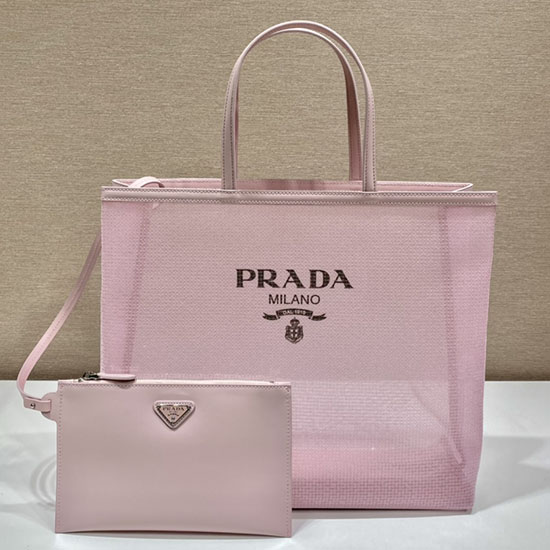 Prada sequined mesh tote bag Pink 1BG416