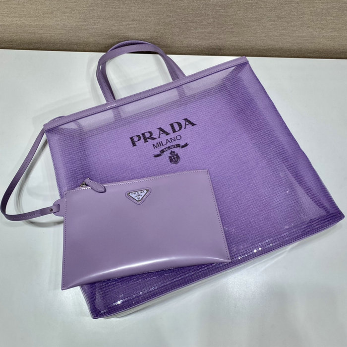 Prada sequined mesh tote bag Purple 1BG416