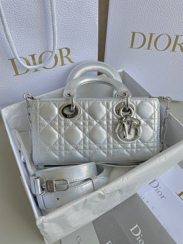 Small LADY D-JOY BAG Silver D3380