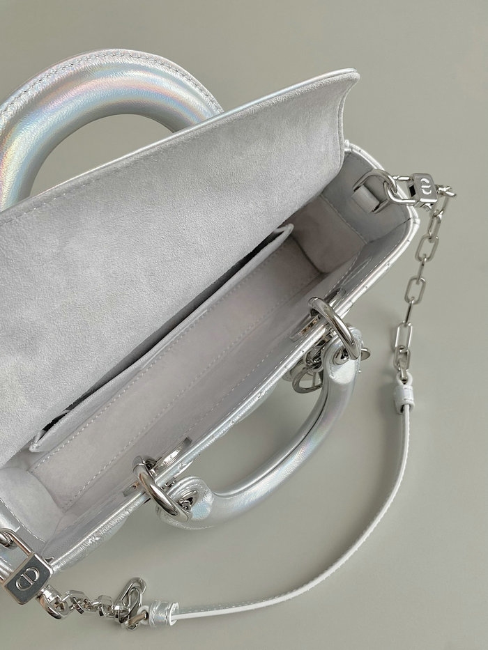 Small LADY D-JOY BAG Silver D3380