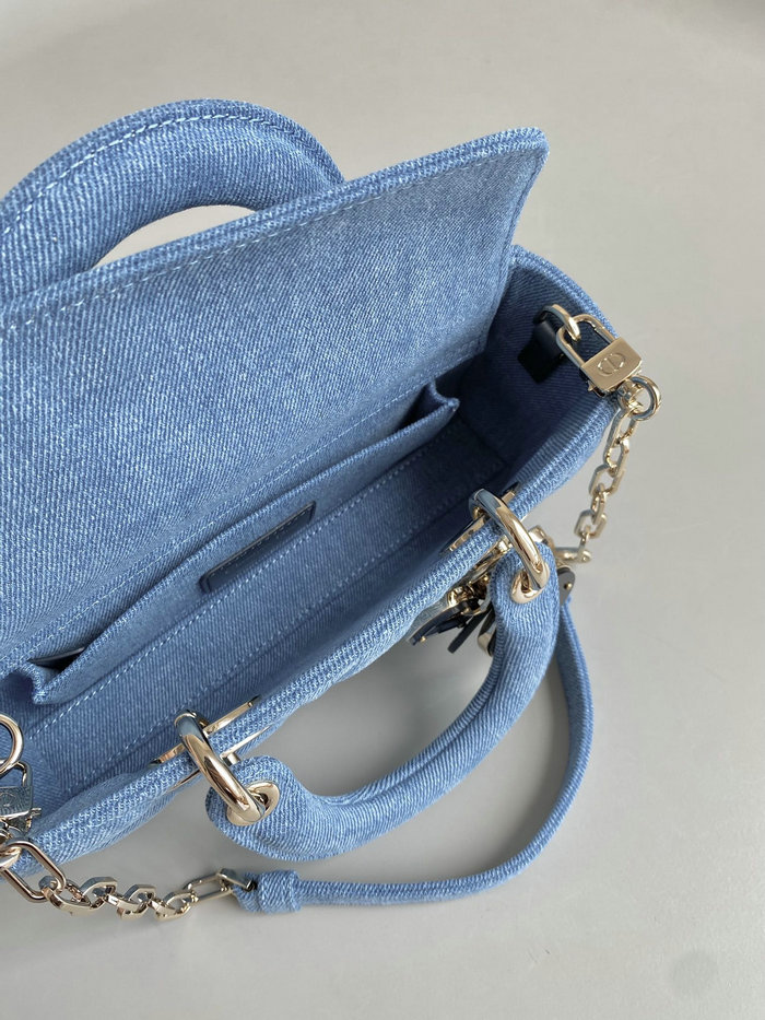 Small LADY D-JOY Denim BAG Blue D3380