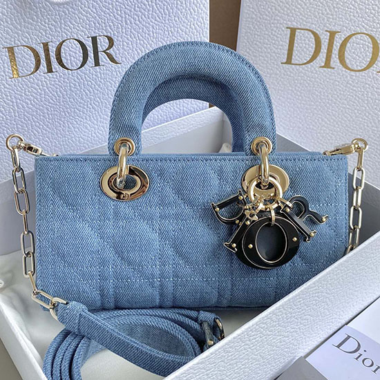 Small LADY D-JOY Denim BAG Blue D3380