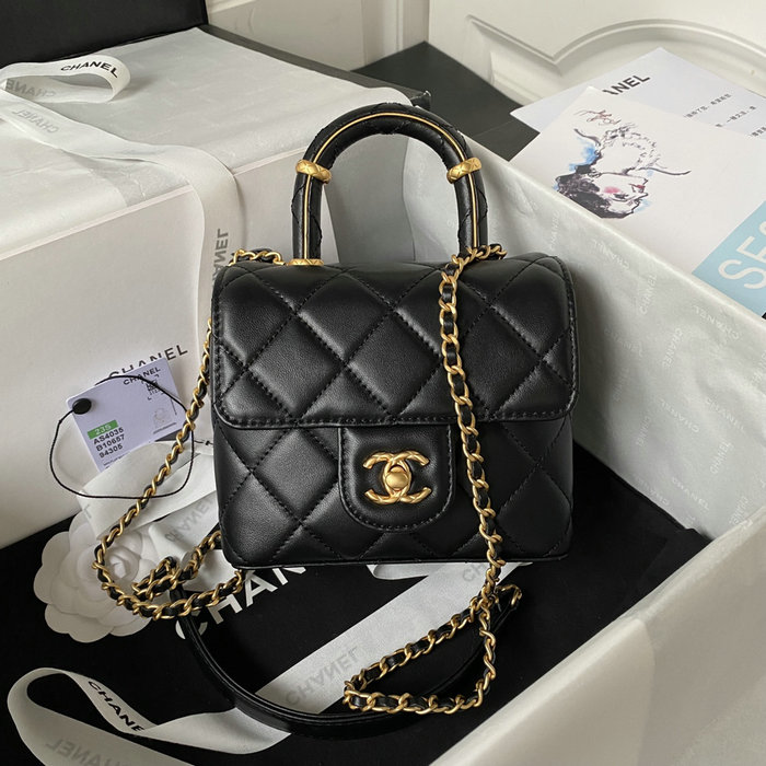 Chanel Lambsin Mini Flap Bag Black AS4035