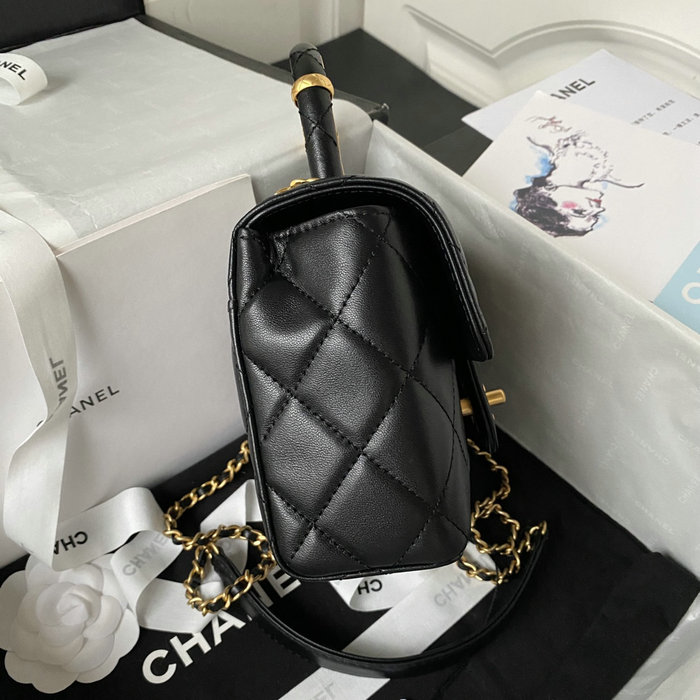 Chanel Lambsin Mini Flap Bag Black AS4035