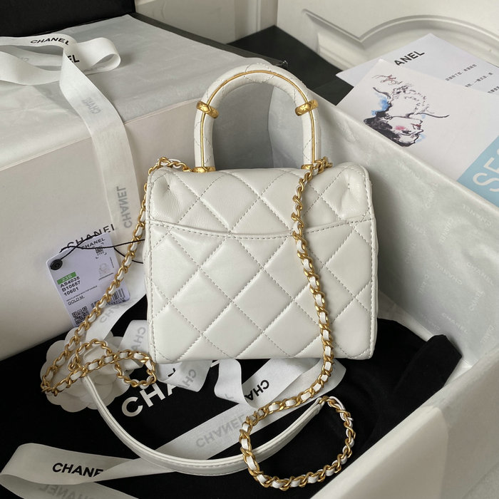 Chanel Lambsin Mini Flap Bag White AS4035