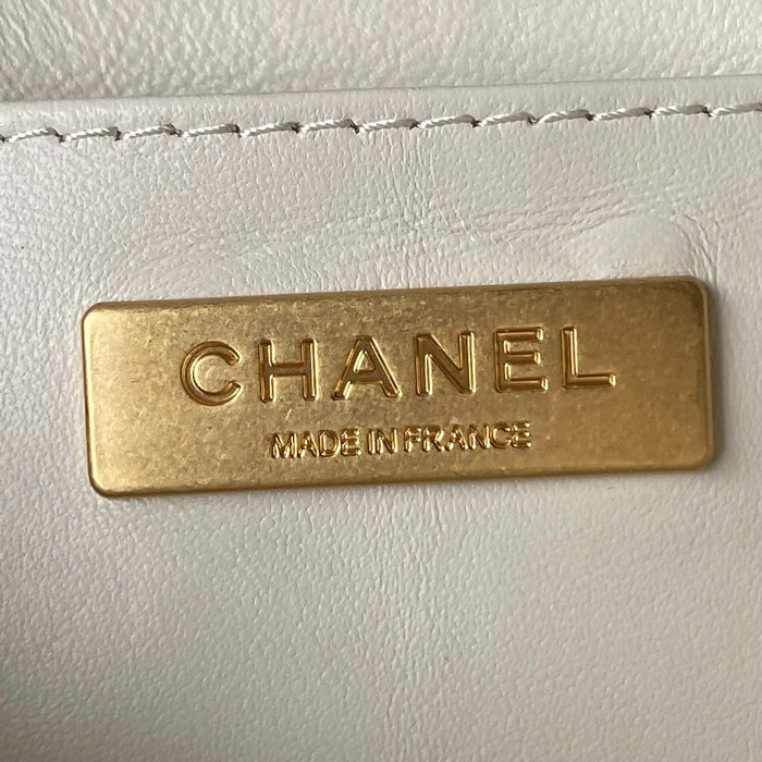 Chanel Lambsin Mini Flap Bag White AS4035