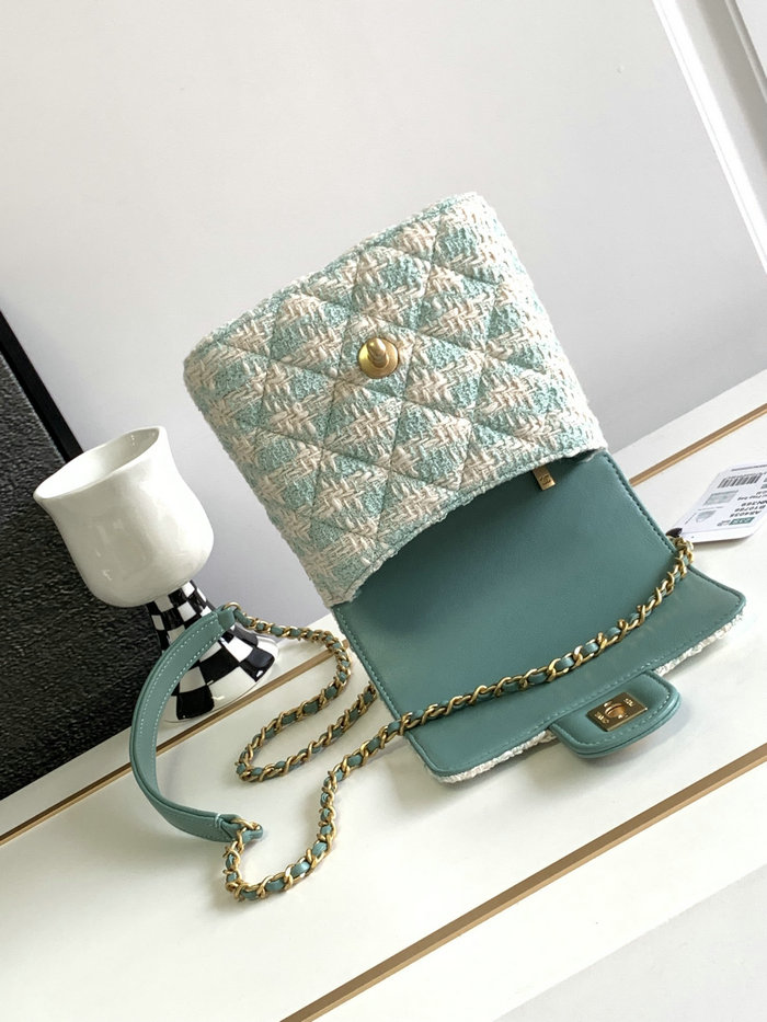 Chanel Mini Flap Bag With Top Handle Blue AS4035