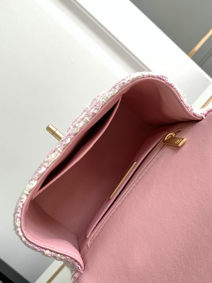 Chanel Mini Flap Bag With Top Handle Pink AS4035