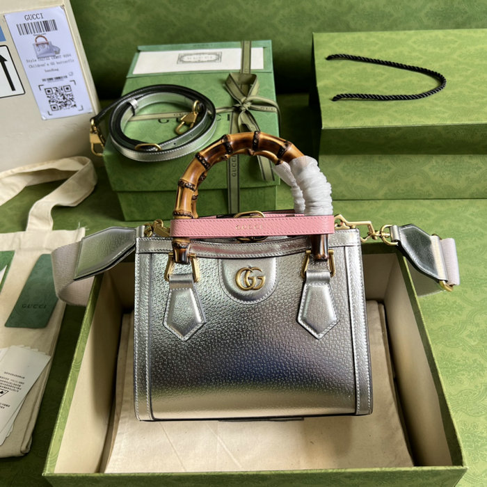 Gucci Diana Mini Tote Bag Silver 702732