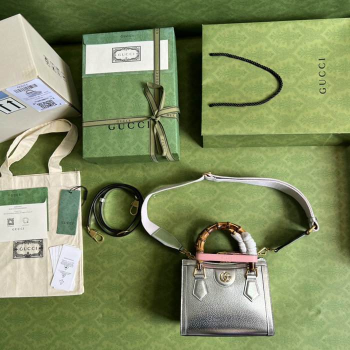 Gucci Diana Mini Tote Bag Silver 702732