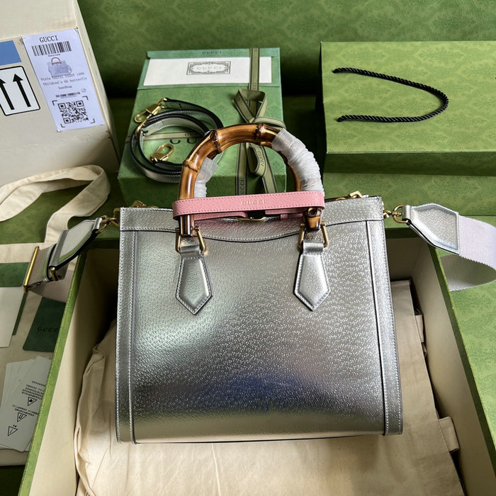 Gucci Diana Small Tote Bag Silver 702721