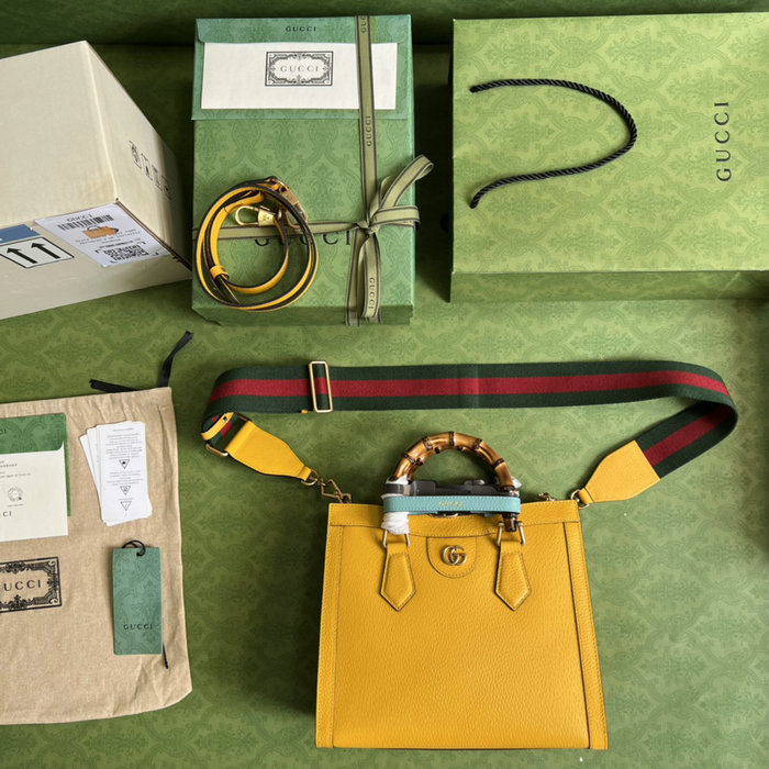 Gucci Diana Small Tote Bag Yellow 702721