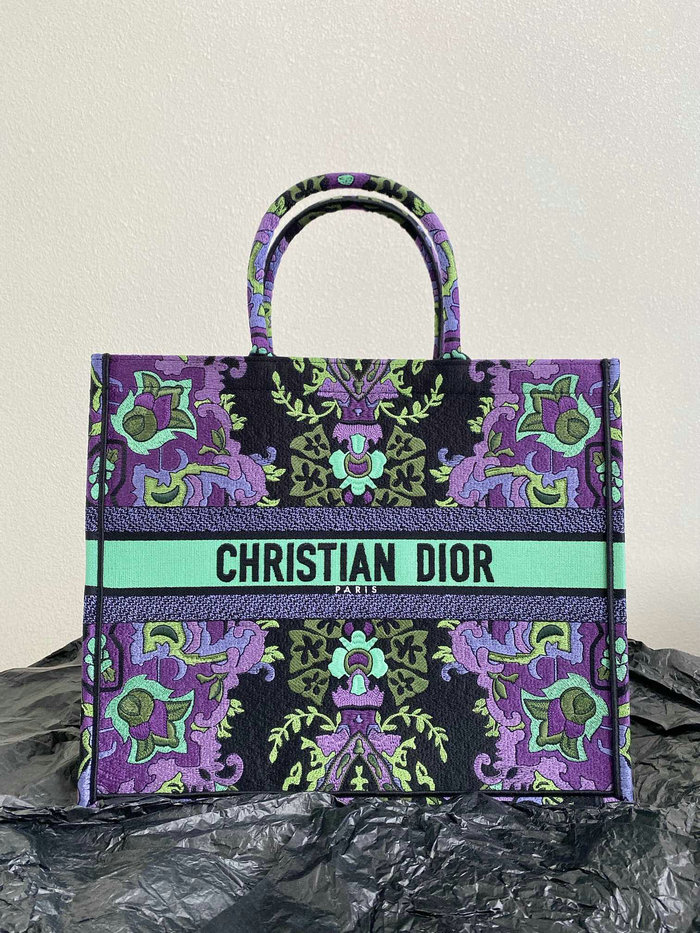 Large Dior Indian Purple Embroidery Book Tote M1286