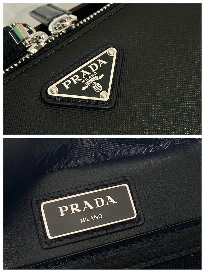 Medium Prada Brique Saffiano leather bag Black 2VH069