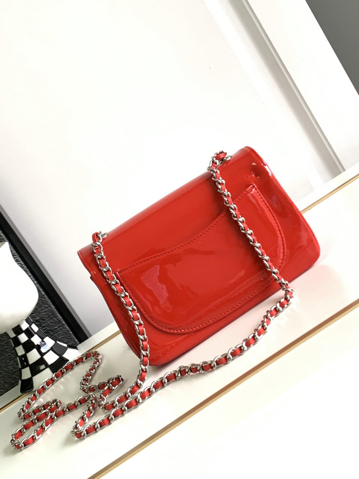 Mini Chanel Patent Leather Shoulder Bag Red CF2302