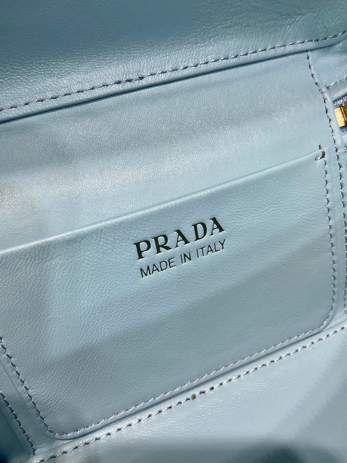 Prada Ostrich Veins Lether Mini Bag Blue 1BH202