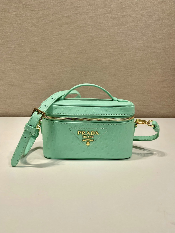 Prada Ostrich Veins Lether Mini Bag Green 1BH202