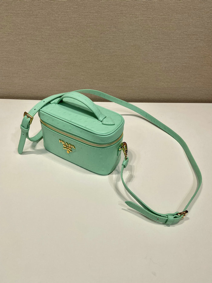 Prada Ostrich Veins Lether Mini Bag Green 1BH202