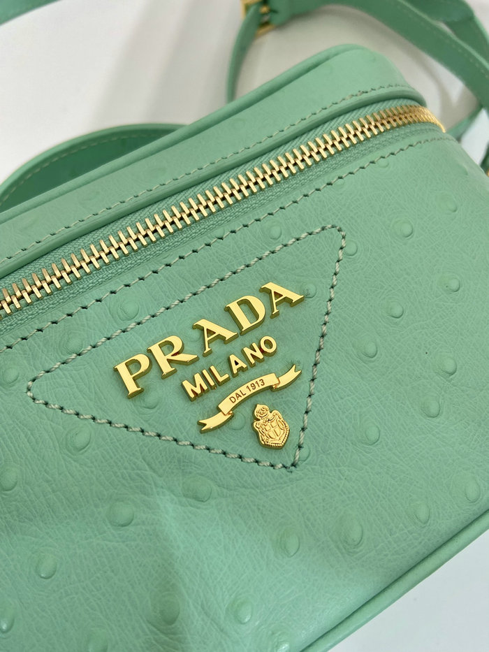 Prada Ostrich Veins Lether Mini Bag Green 1BH202